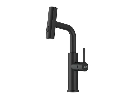 Cмеситель для кухни водопад с выдвижной лейкой черный Nett LB-35 Черный - фото 1