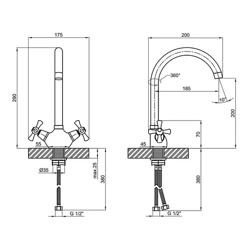Змішувач для кухні Lidz (CRM) 75 21 271F-8 - фото 4