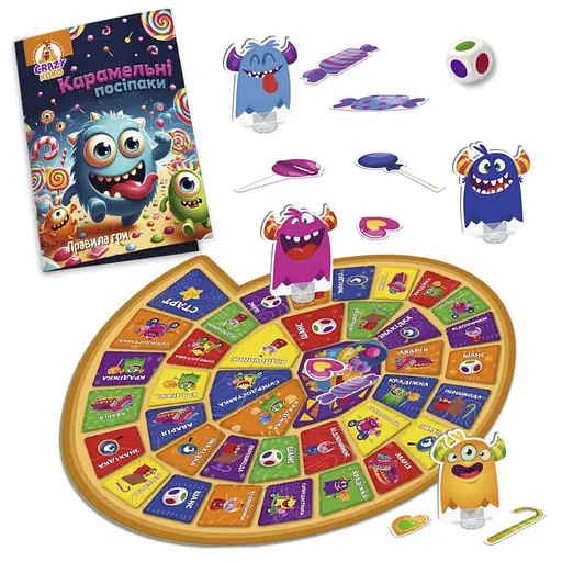Настільна гра-бродилка "Карамельні посіпаки" Vladi Toys VT8055-45, 4 фігурки монстриків - фото 3