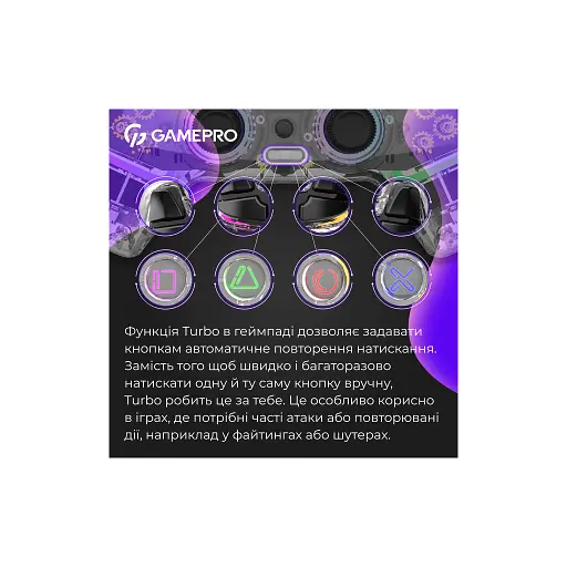 Геймпад GamePro GPS13T BT 5.3/USB/PC/iOS/Android/PS3/PS4 RGB Transparent (GPS13T) - фото 10