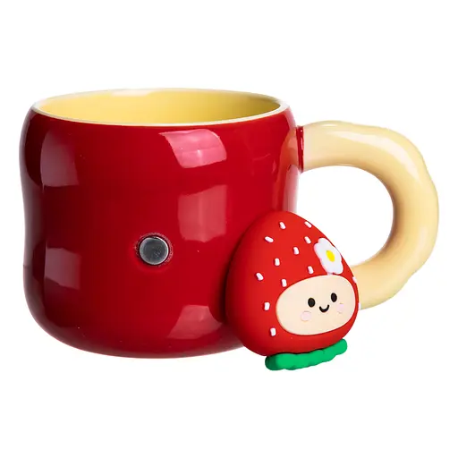 Чашка порцелянова Yiwu 400 мл з магнітом червоний з жовтим Yiwu FM-53B - фото 4