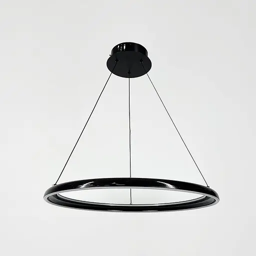 Современная подвесная люстра с черным кольцом Ø 60 см Line F | Ст. MJ341-600 BK - фото 1