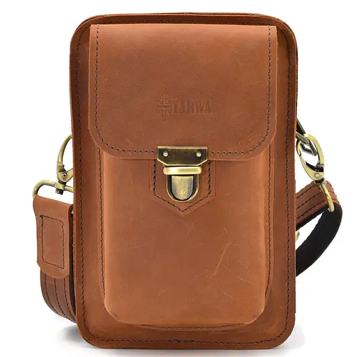 Кожаная мужская сумка на пояс TARWA 20х13.5х5 см sum0025979 - фото 7