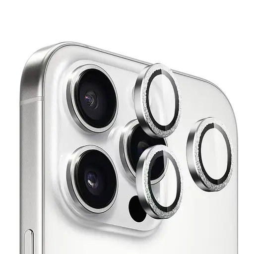 Захисне скло BlueO Metal на камеру для Apple iPhone 16 Pro/16 Pro Max/15 Pro/15 Pro Max Срібний/Silver Diamond - фото 3