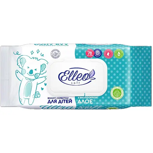 Влажные салфетки Elleo для детей с экстрактом алоэ 78 шт.