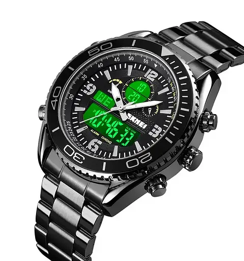 Чоловічий наручний годинник Skmei 1600 (Чорний з білим циферблатом) - фото 3