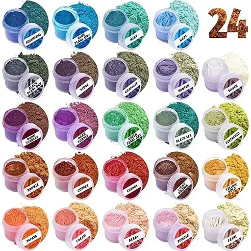 Слюдяний пігментний порошок Alexes MC-002, 24 банки по 2,8 грам - фото 1