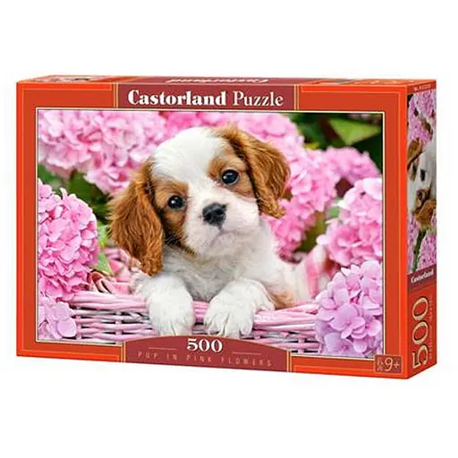 Пазл Castorland puzzle Щенок в розовых цветах 500 элементов (b-52233) - фото 1