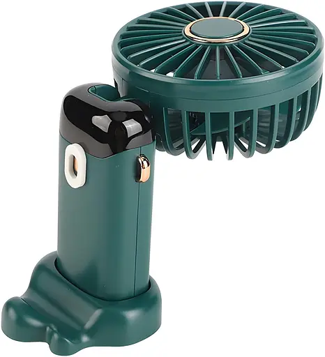 Портативный USB-вентилятор Mini Fan с подставкой для телефона и дисплеем зеленый (979) - фото 3