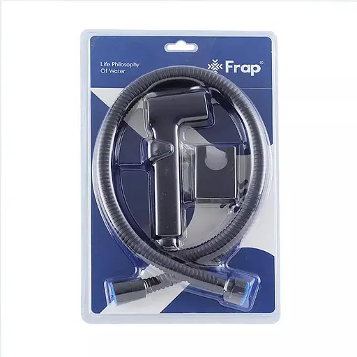 Гигиенический набор (лейка, шланг, кронштейн), черный Frap F022-6, Черный матовый - фото 2