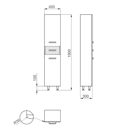 Пенал напольный Sanwerk "Сиерра" 40 белый MV0000454 левый, Белый - фото 6