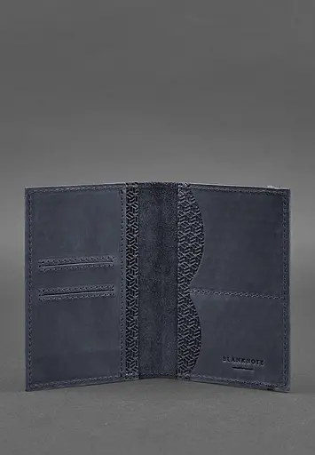 Кожаная обложка для паспорта 2.0 Карбон синий - фото 3