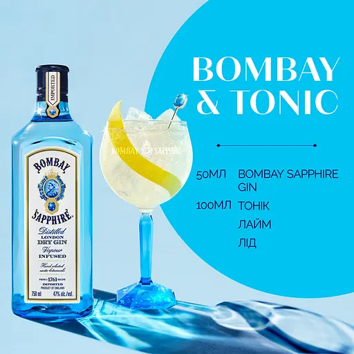 Уценка. Джин Bombay Sapphire London Dry Gin, 47%, 1 л - фото 3