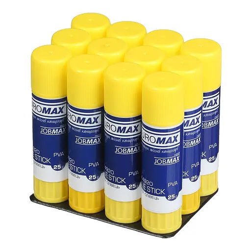 Клей-олівець, JOBMAX, 25 г, PVA, 12 шт. в упаковці
