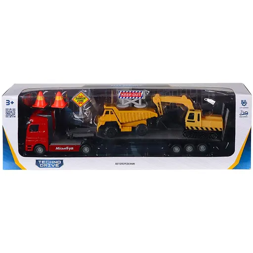 Ігровий набір TechnoDrive Автоперевізник: автоперевізник, самоскид, екскаватор, аксесуари (541757.270) - фото 8