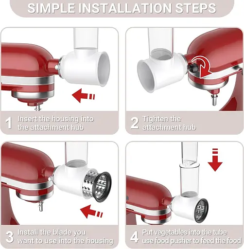 Насадка-подрібнювач-ломтерізка для міксера Kitchenaid, насадки-подрібнювачі Cofun для міксера Kitchenaid, насадка-терка для сиру - фото 4