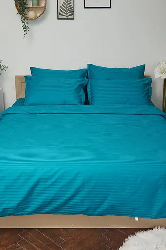 Пододеяльник Moon&Star Satin Stripe Turkish Blue Евро 200x220 см - фото 2