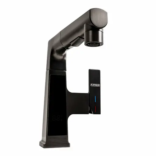 Змішувач для кухні Platinum с висувним виливом та індикатором A236 чорний - фото 1