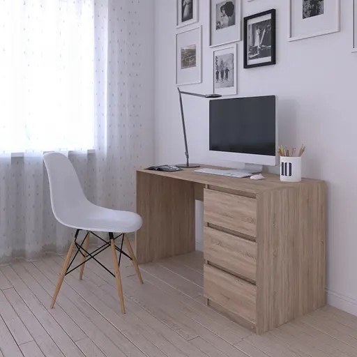 Комп'ютерний стіл Vays, письмовий, сучасний, з тумбою справа, 3 шухляды з фасадами без ручок R-1 Дуб Сонома - фото 2