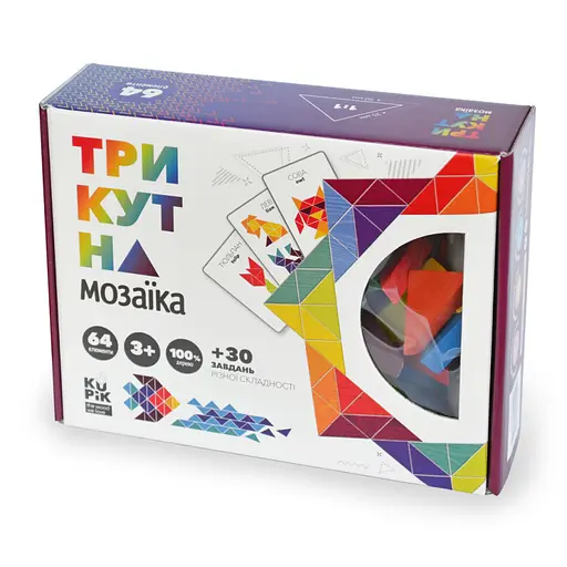 Дерев'яна гра "Трикутна мозаїка" Kupik 900194, 64 деталі - фото 1
