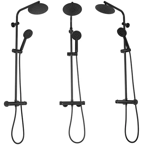 Душевая система Rea Bliss с термостатом black REA-P8804, Черный матовый - фото 2