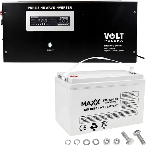Комплект Volt Polska SINUS PRO 2400W 12/230V 1600/2400W + Акумулятор гелевий 4SUN MAXX GEL 100 Ah