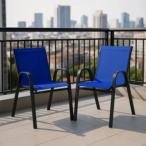 Комплект садовых стульев Costway Patio с подлокотниками синий - фото 2