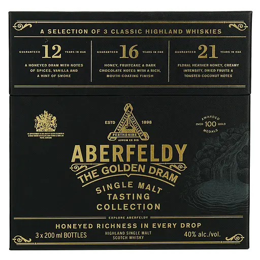 Набір віскі Aberfeldy The Golden Dram Tasting Collection 40% 0.6 л (0.2 х 3 шт.) в подарунковій упаковці - фото 4
