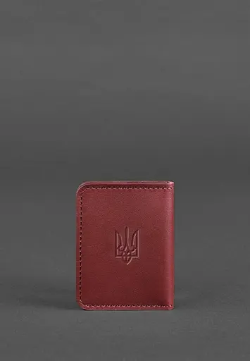Кожаная обложка для ID-паспорта и водительского заседания 4.1 бордовая с гербом - фото 3