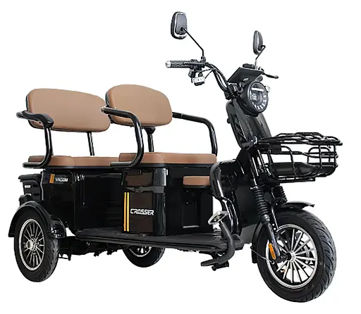 Електроскутер Триколісний 4-місний Crosser TR-4 VAGON (800W, 72V,20Ah) Чорний