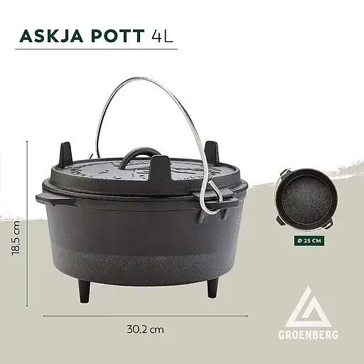Котел с крышкой Groenberg Askja Pot Black 25 см 4 л (DAS303243) - фото 13