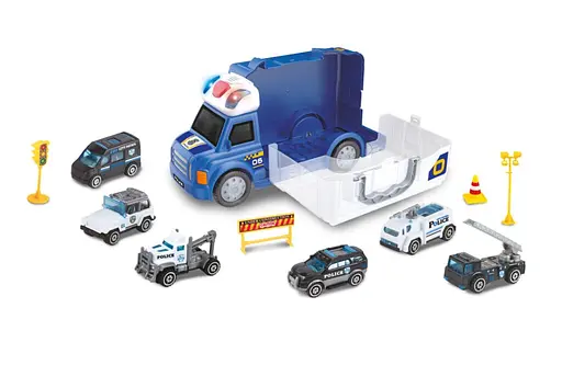 Іграшкова Фура Пожежна з металевими машинками світлом і звуком Синій - фото 2