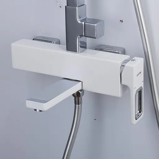 Душова система Gappo G2417-8, вилив - перемикач на лійку, білий/хром - фото 3