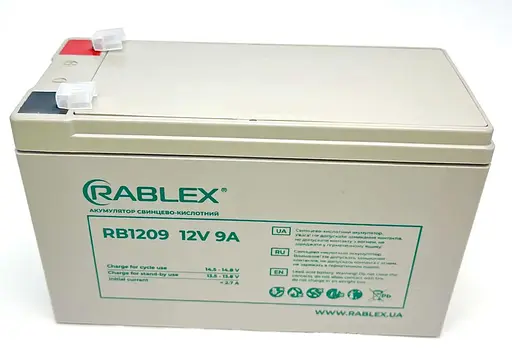 Аккумулятор свинцово-кислотный Rablex RB1209 аккумуляторная батарея 12V-9A 9000мah - фото 2