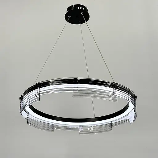 Люстра із підвісним чорним кільцем з графітовими пластинами Ø 60 см | Арт. MJ 231-600 BK | Line F - фото 4