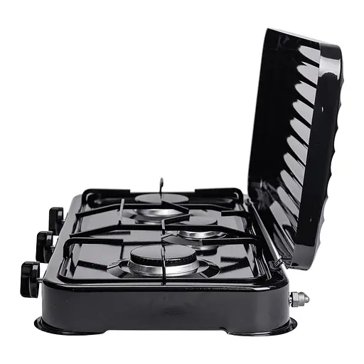 Настільна газова плита Sokany SK-6003B 3 конфорки 5.5 кВт під балонний газ Чорний - фото 3