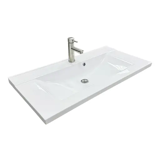 Раковина накладная Adamant QUANTO 90, прямоугольная, с сифоном Click-Clack + смеситель (4824296208301) - фото 2