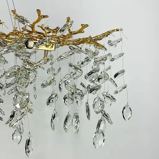 Видовжена золота люстра DIAMINA з кришталевим камінням Line.F Довжина 100 см - фото 7