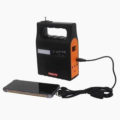 Зарядная солнечная станция Yobolife 3601-LM 6V Powerbank + фонарь + FM радио + MP3 + 2 лампы - фото 6