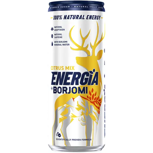 Напиток безалкогольный Borjomi Energia газированный соковый со вкусом Цитрусовых 0.24 л х 12 (ж/б) - фото 1