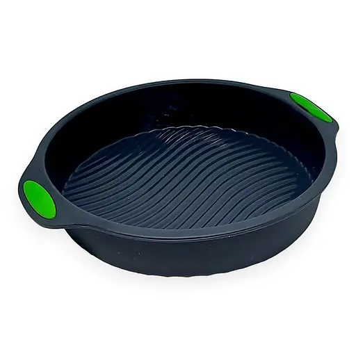 Форма для тортів та пирогів кругла силіконова з рифленим дном та ручками Ø 24.5 см, Kitchen Master Чорний 86048 - фото 2