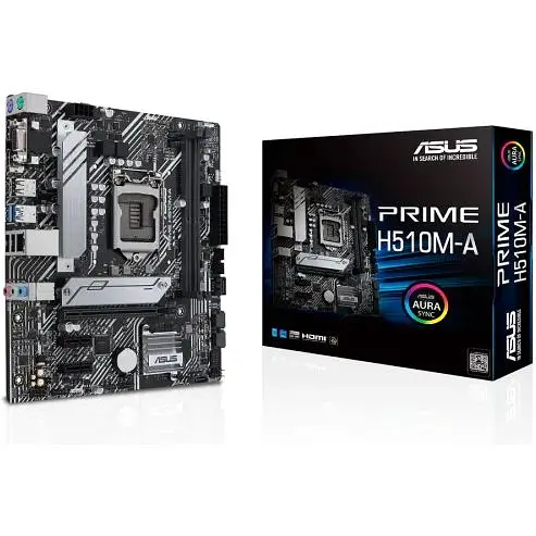 Материнская плата Asus Prime 1200 (H510) H510M-A, H510, 2xDDR4, Int.Video(CPU), 4xSATA3, 1xM.2, 1xPCI-E 16x 4.0, 2xPCI-E 1x 3.0, ALC8 4xUSB3.2/8xUSB2.0, VGA/HDMI/DP, MicroATX - фото 2