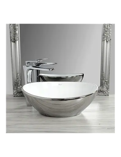 Умивальник Rea Sofia silver/white накладний REA-U0420, Хром - фото 2