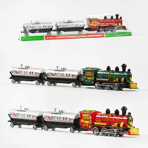 Поезд инерционный, локомотив и два вагона (В ассортименте) - фото 3