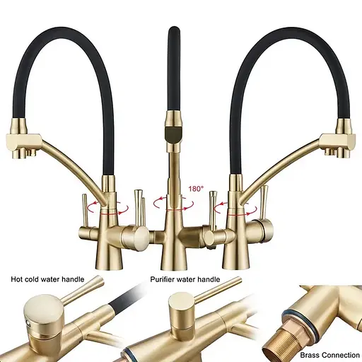 Кухонный смеситель Blide ZeroTwo с подключением к фильтру Осмос (Черный) - фото 4