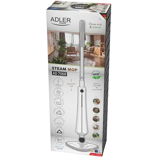 Паровая швабра Adler AD 7068 1300Вт/ 350мл/ 23 г/мин/ белая - фото 2