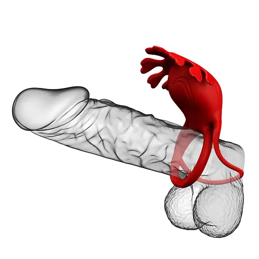 Эрекционное кольцо Pretty Love Vibrant Penis Ring Ruben 8.5 см красный - фото 7