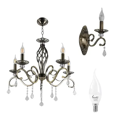 Комплект: Люстра Sirius N1208/5 + 2 Бра B N1208/1W с лампочками