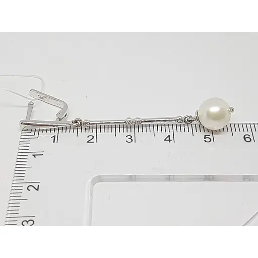 Золоті сережки Геліос з діамантами і перлами. Артикул 3032719 - фото 6