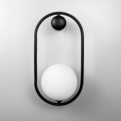 Настенный черный светильник с белым плафоном Line F Арт. W078/1 BK - фото 5